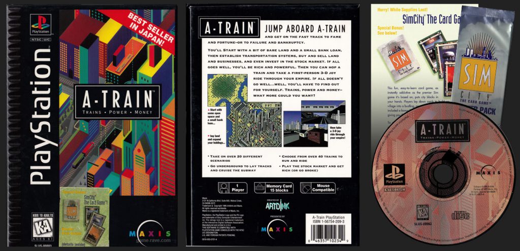 PSX PlayStation A-Train with Sim City collecting card pack