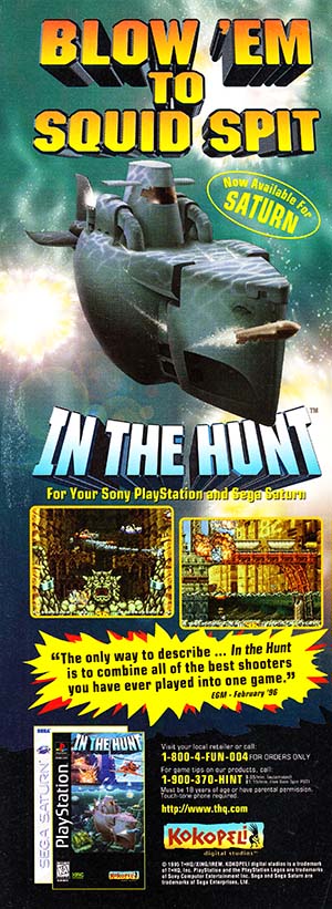 PlayStation PSX In The Hunt 1/3rd Page Magazine Ad