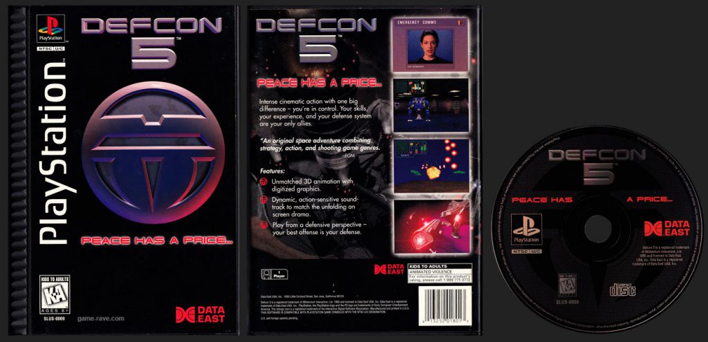PSX PlayStation DEFCON 5 Black Label Plastic Ridged Long Box Retail Release