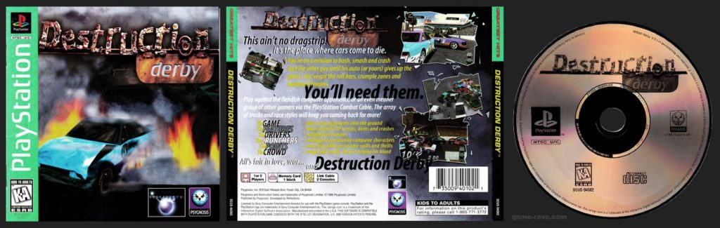 PSX PlayStation Destruction Derby Psygnosis Lighter Green Version