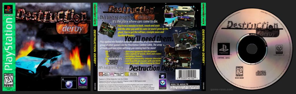 PSX PlayStation Destruction Derby Psygnosis Published Version