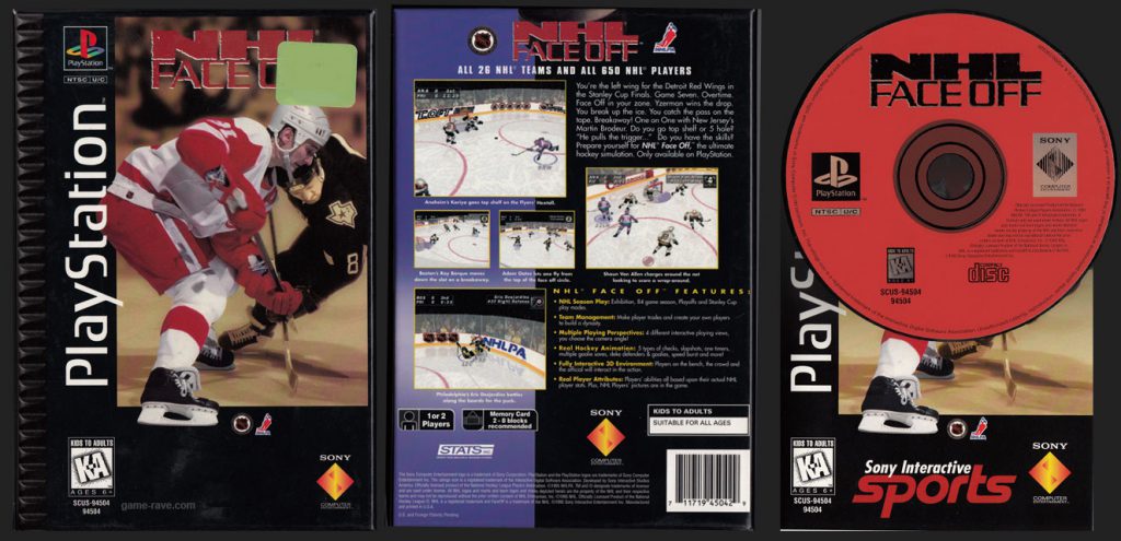 PSX PlayStation NHL Face Off Flat Cardboard Long Box Release