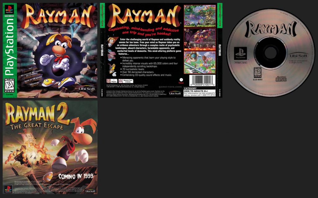 PSX PlayStation Rayman Greatest Hits with Rayman 2 Ad Variant