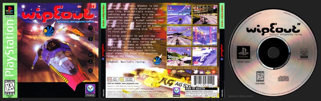 PSX PlayStation Wipeout Greatest Hits Sony Version Green Label