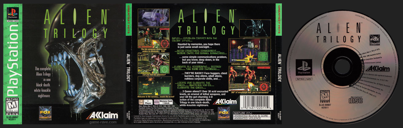 PSX PlayStation Alien Trilogy Greatest Hits Variant Release