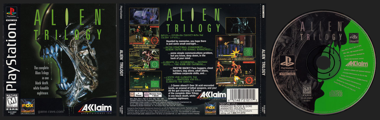 PSX PlayStation Alien Trilogy Jewel Case Variant