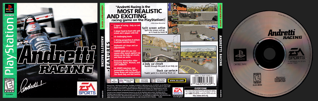 PSX PlayStation Andretti Racing - Greatest Hits Release