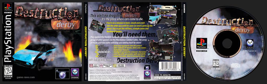 PSX PlayStation Destruction Derby Black Label Jewel Case Variant Retail Release