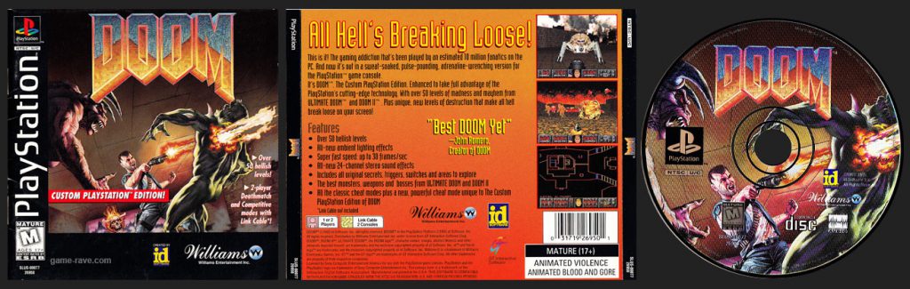 PSX PlayStation Doom Jewel Case Black Label Retail Release variant