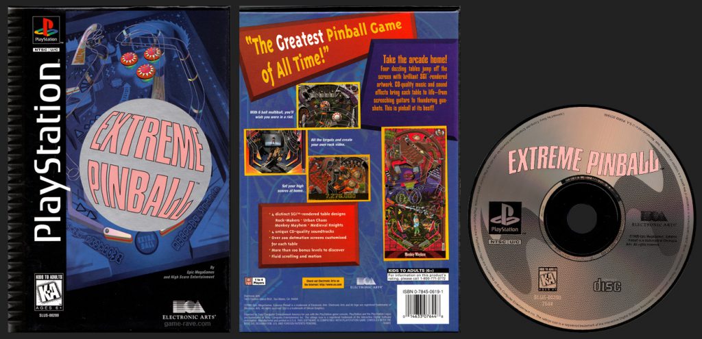 PSX PlayStation Extreme Pinball Flat Cardboard Long Box Black Label Retail Release
