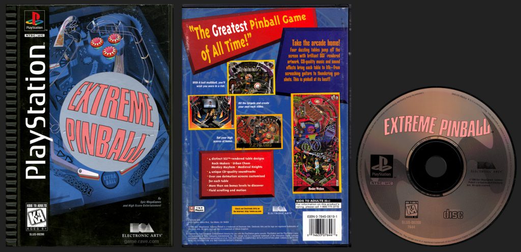 PSX PlayStation Extreme Pinball Plastic Ridged Long Box Black Label Retail Release
