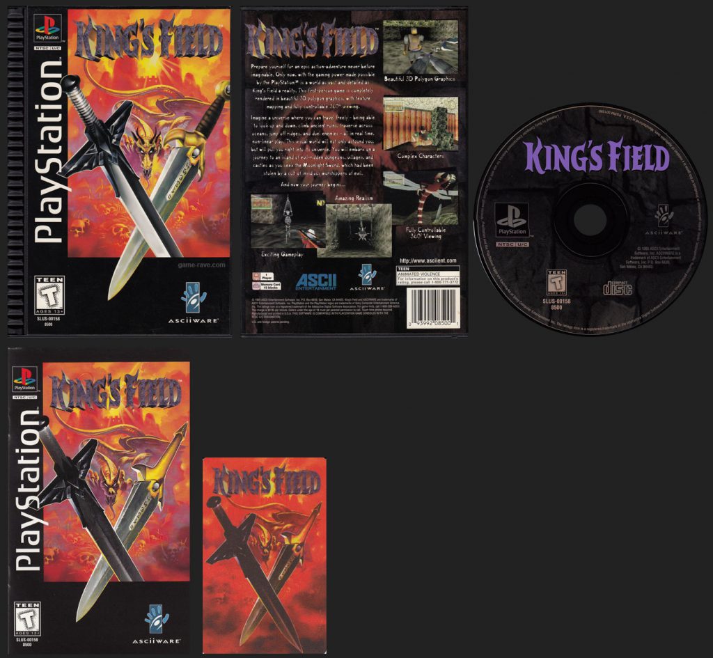 PSX PlayStation King's Field Plastic Ridged Long Box Black Label Retail Release with Phone Card