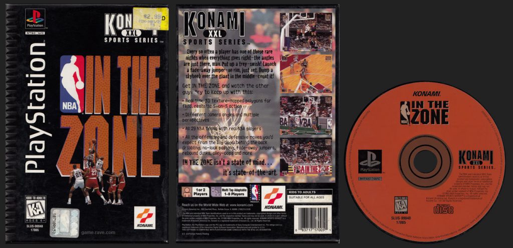 PSX PlayStation NBA In The Zone Flat Cardboard Long Box Black Label Retail Release