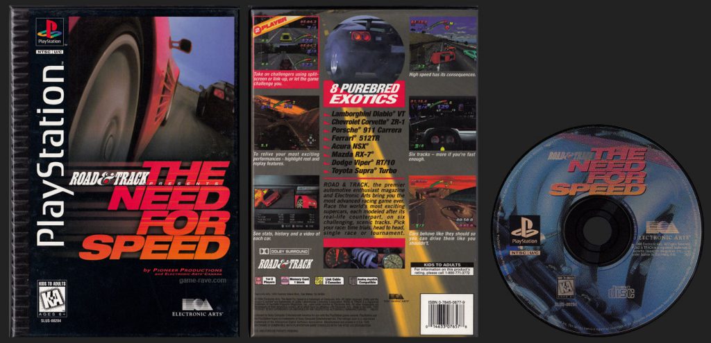 PSX PlayStation Road & Track Presents The Need For Speed Flat Cardboard Long Box Release