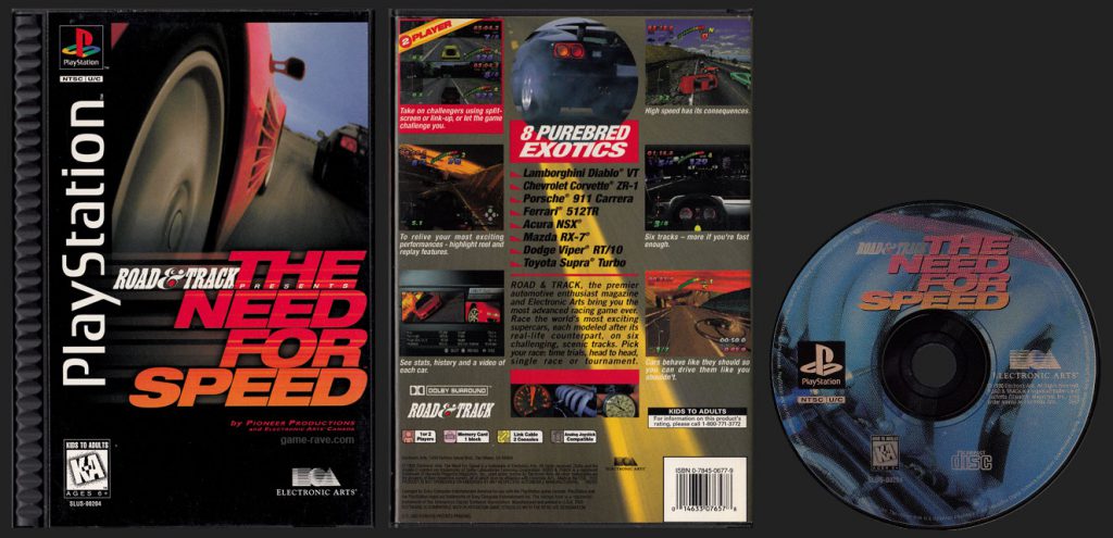 PSX PlayStation Road & Track Presents The Need For Speed Black Label Plastic Ridged Long Box Retail Release