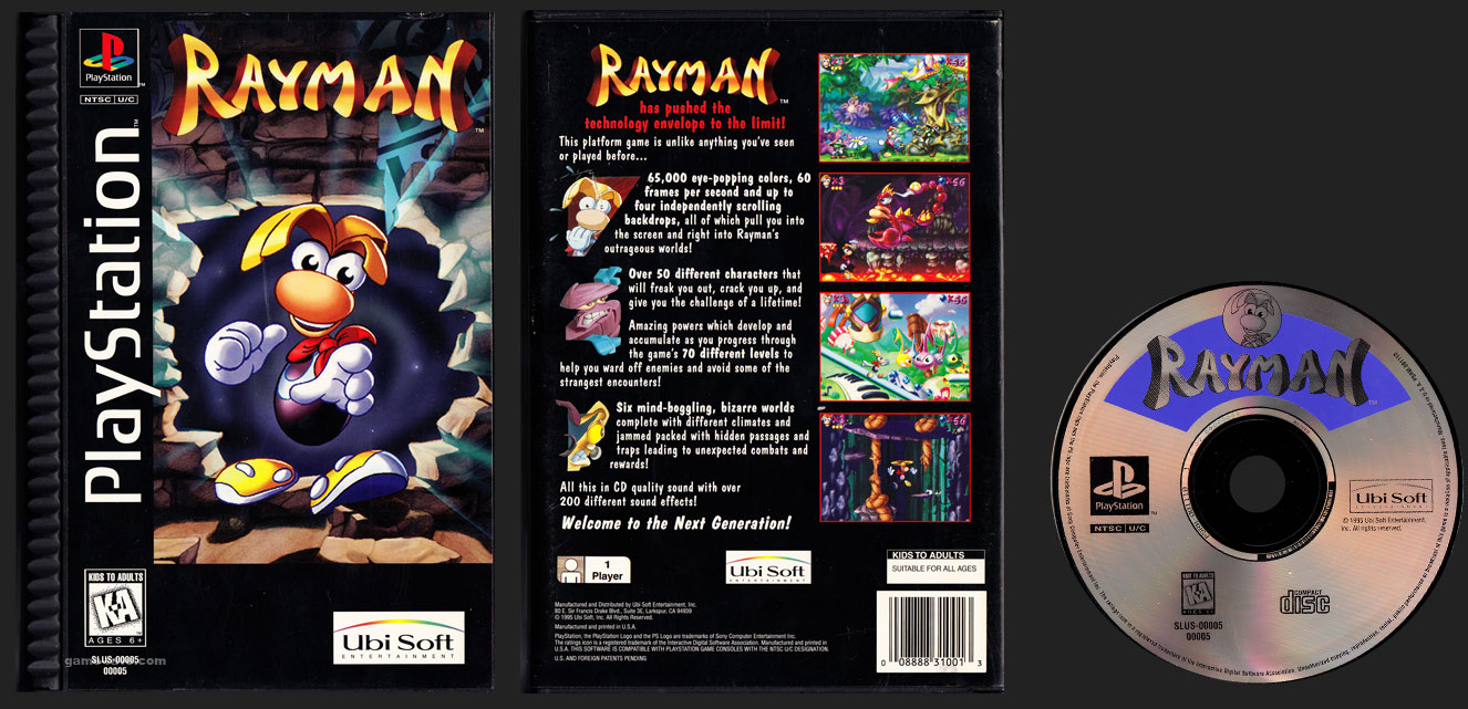 PSX PlayStation Rayman Plastic Ridged Long Box Release