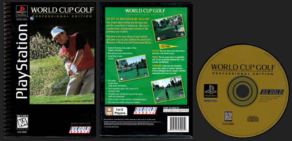 PSX PlayStation World Cup Golf Professional Edition Flat Cardboard Long Box Release