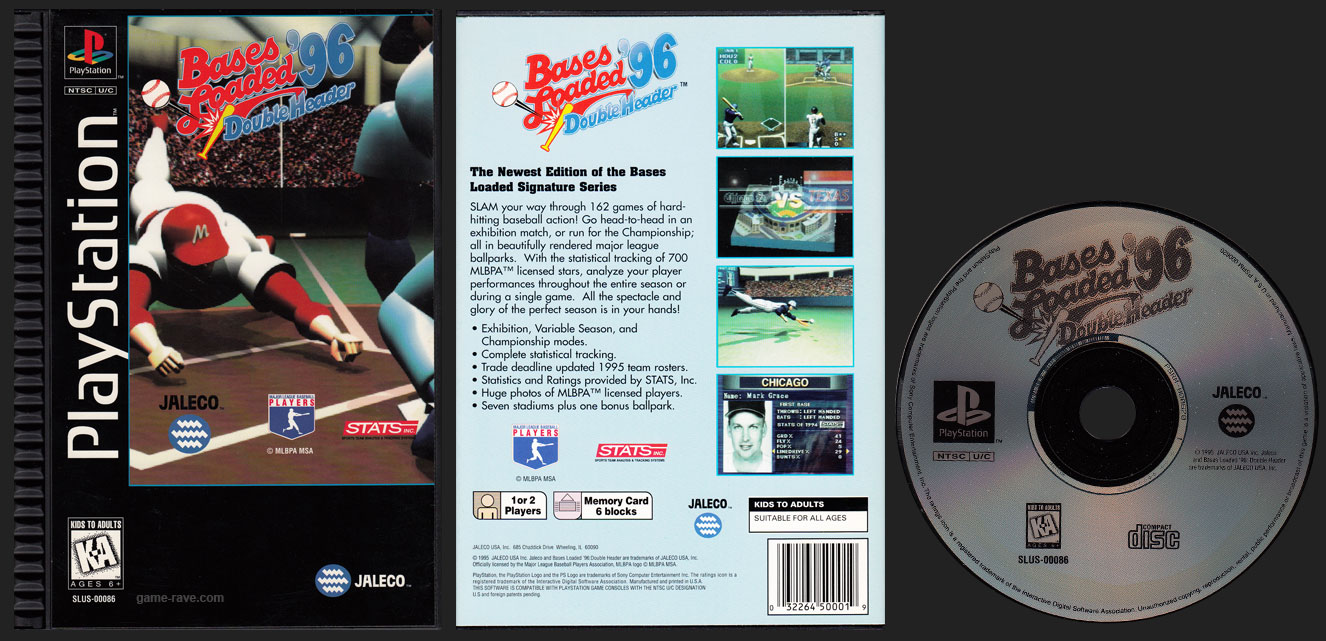 PSX PlayStation Bases Loaded 96 Double Header Ridged Plastic Long Box Variant
