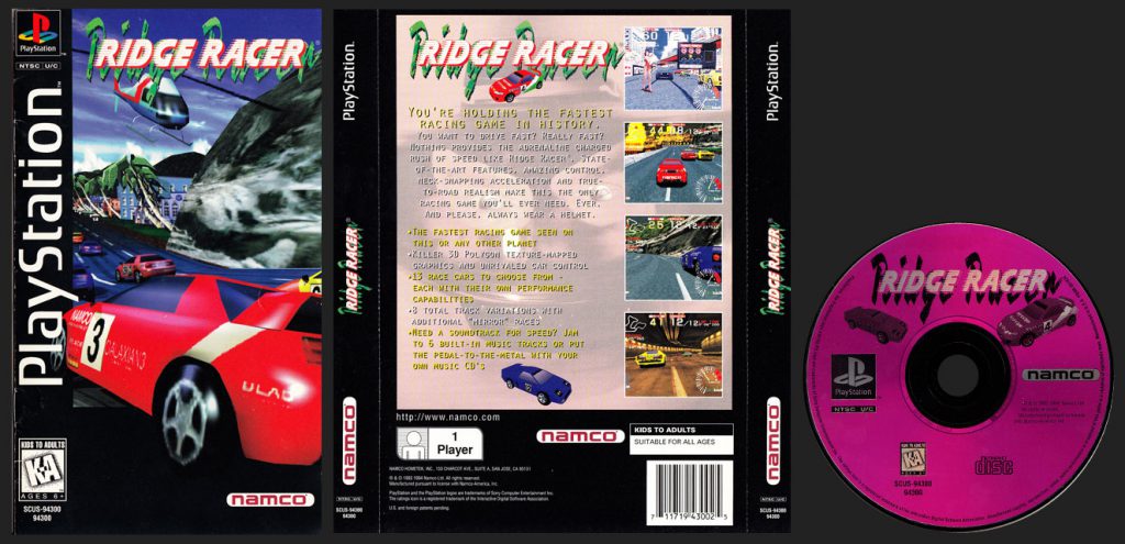 PSX PlayStation Ridge Racer Clear Case Long Box Black Label Retail Release