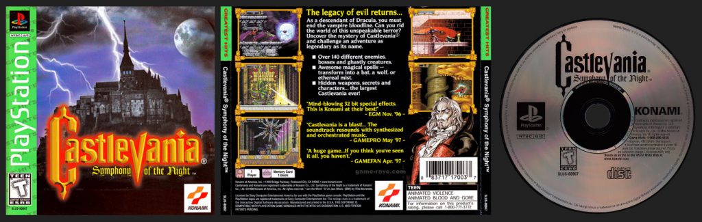 PSX PlayStation Castlevania: Symphony of the Night Greatest Hits Release