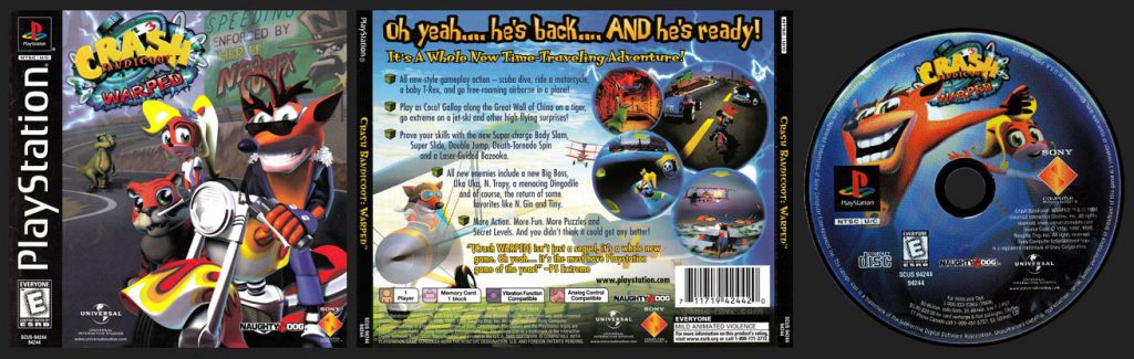 PSX PlayStation Crash Bandicoot: Warped Full Disc Art