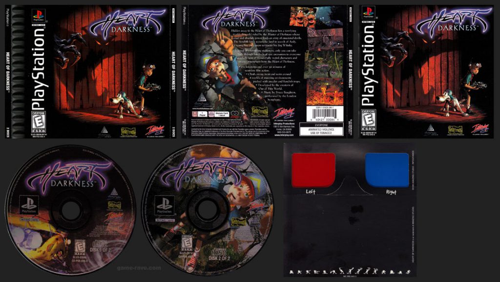 PSX PlayStation Heart of Darkness with 3D Glasses Black Label Retail Release