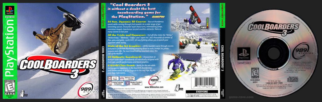 PSX PlayStation Cool Boarders 3 Greatest Hits Release