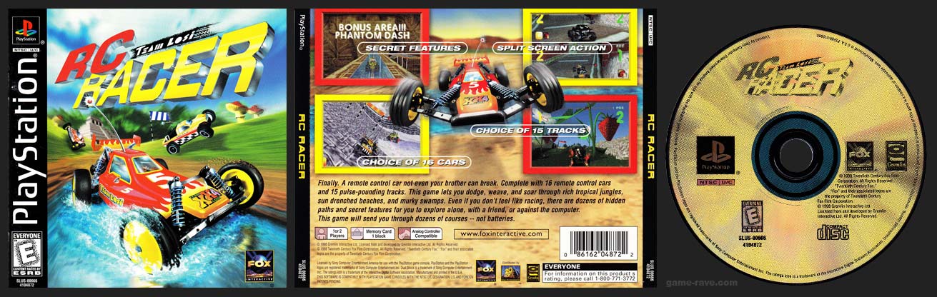 PSX PlayStation Team Losi RC Racer Black Label Retail Jewel Case