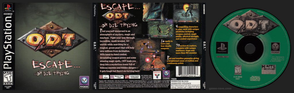 PSX PlayStation O.D.T. Or Die Trying Black Label Retail Release