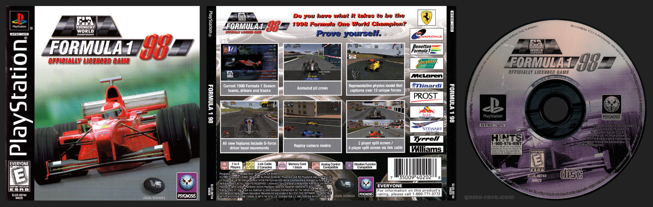 PSX PlayStation Formula 1 98 Black Label Retail Release