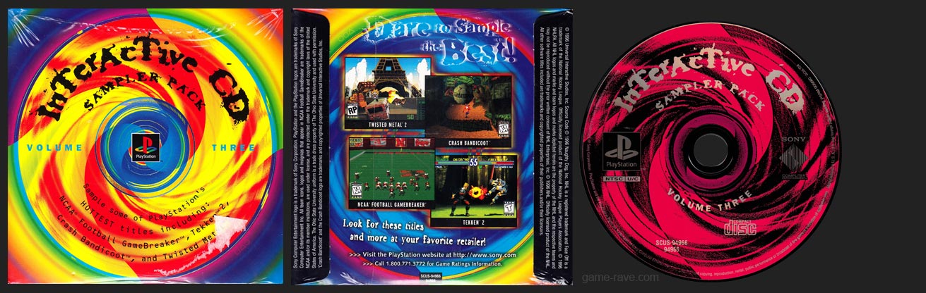 PSX PlayStation Interactive CD Sampler Pack Volume 3
