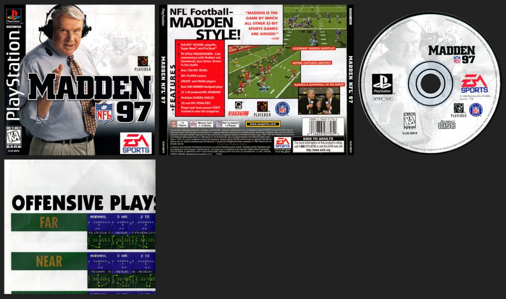 PSX PlayStation Madden NFL 97 with poster Black Label Retail Release