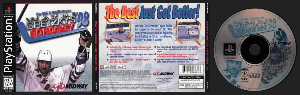 PSX PlayStation Wayne Gretzky's 3D Hockey '98 Black Label Retail Release