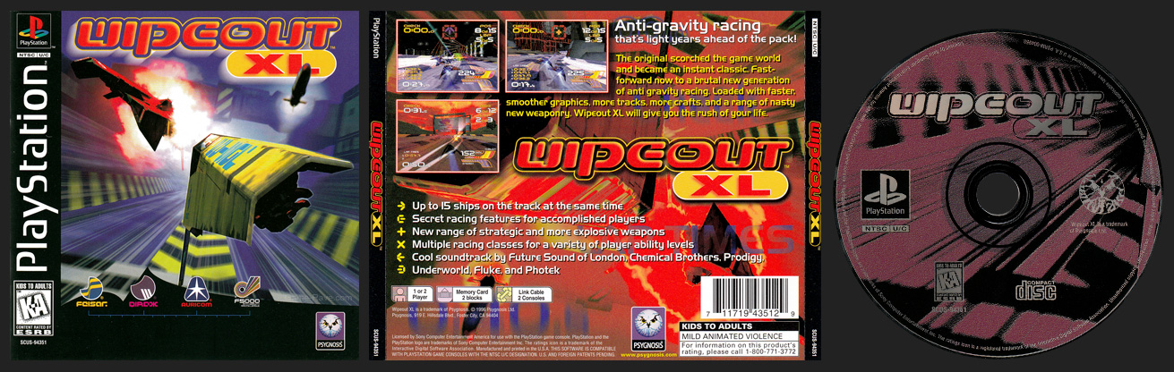 PSX PlayStation Wipeout XL Black Label Retail Release