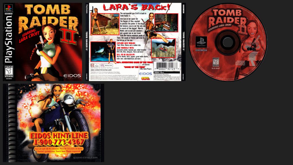 PSX Tomb Raider II Eidos Hint Line Black Label Retail Release