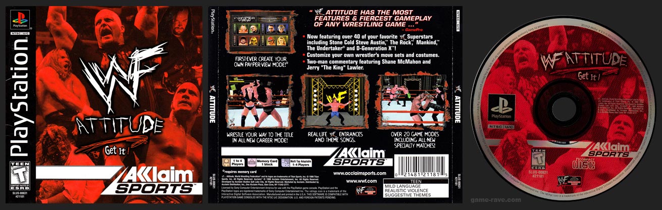 PSX PlayStation WWF Attitude Black Label Retail Release