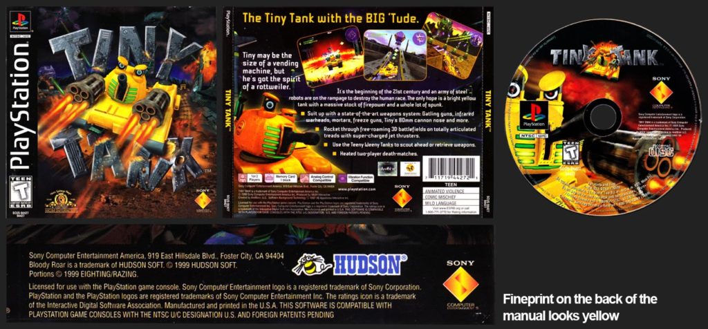 PSX PlayStation Tiny Tank Yellow Text Variant