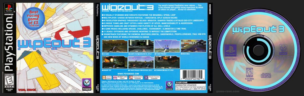 PSX PlayStation Wipeout 3 Black Label Retail Release