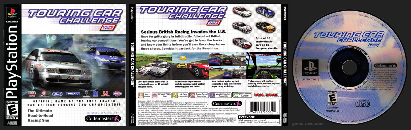 PSX PlayStation TOCA2: Touring Car Challenge Black Label Retail Release