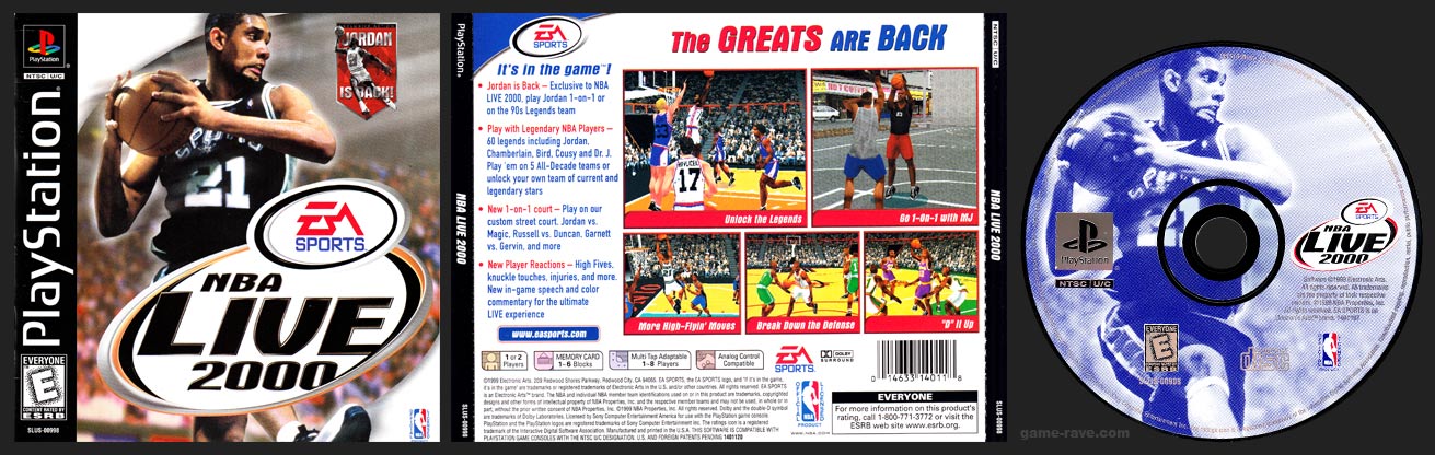 PSX PlayStation NBA Live 2000 Black Label Retail Release