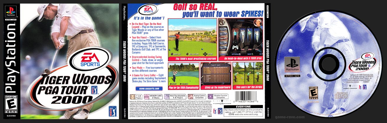 PSX PlayStation Tiger Woods PGA Tour 2000 Black Label Jewel Case Release