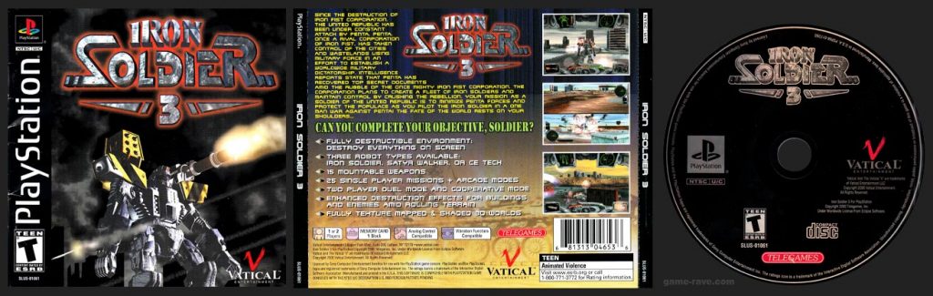 PSX PlayStation Iron Soldier 3 Black Label Retail Vatical Release