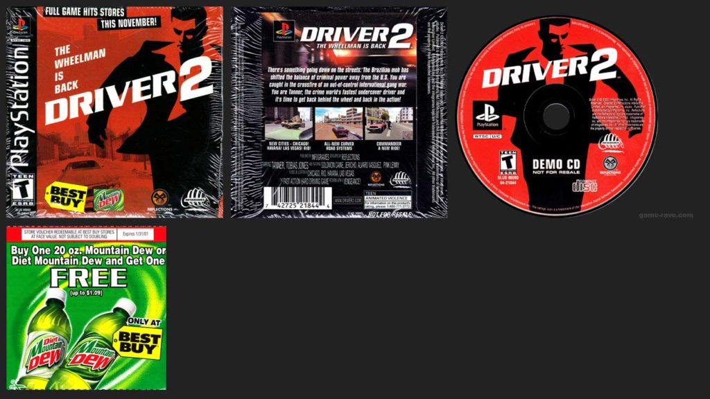 PSX PlayStation Driver 2 Demo Mountain Dew Best Buy version with Coupon