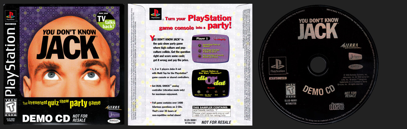 PlayStation You Don't Know Jack Demo CD