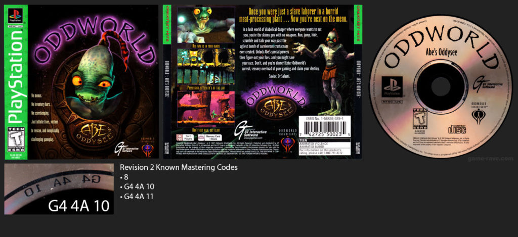 PSX Oddworld Abes Oddysee Greatest Hits Dark Green Revision 2