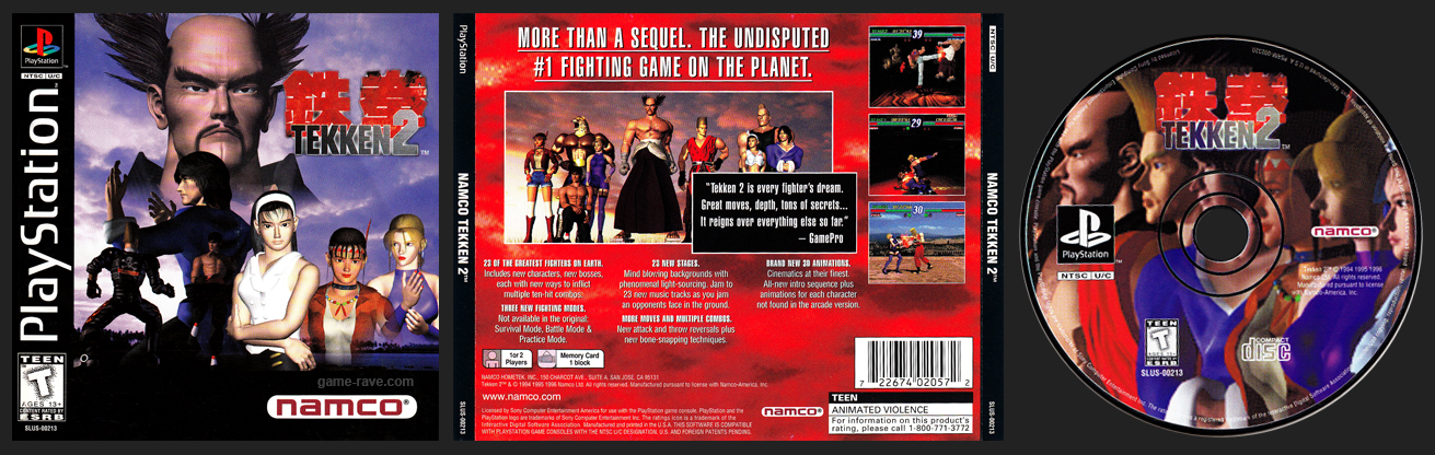 PSX PlayStation Tekken 2 Black Label Retail Release 2 Ring Hub