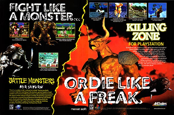 PSX PlayStation Magazine Ad for Killing Zone and Battle Monsters 