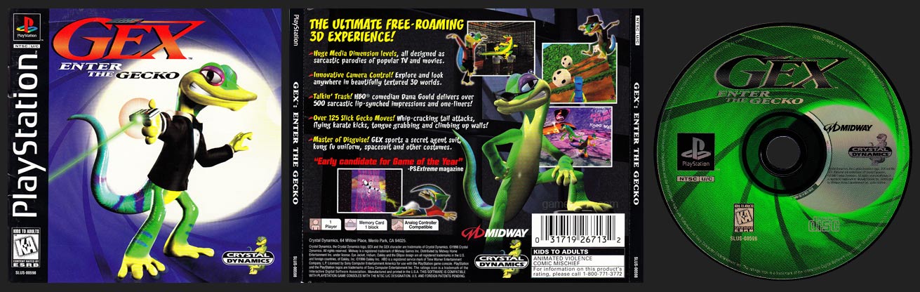 PSX PlayStation Gex: Enter the Gecko Black Label Retail Release