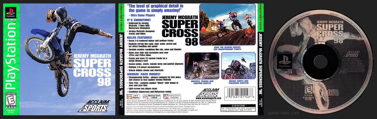 PSX PlayStation Jeremy McGrath Supercross 98