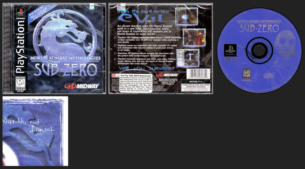 PSX PlayStation Mortal Kombat Mythologies / Sub-Zero Black Label with Poster Sweepstakes Retail Release